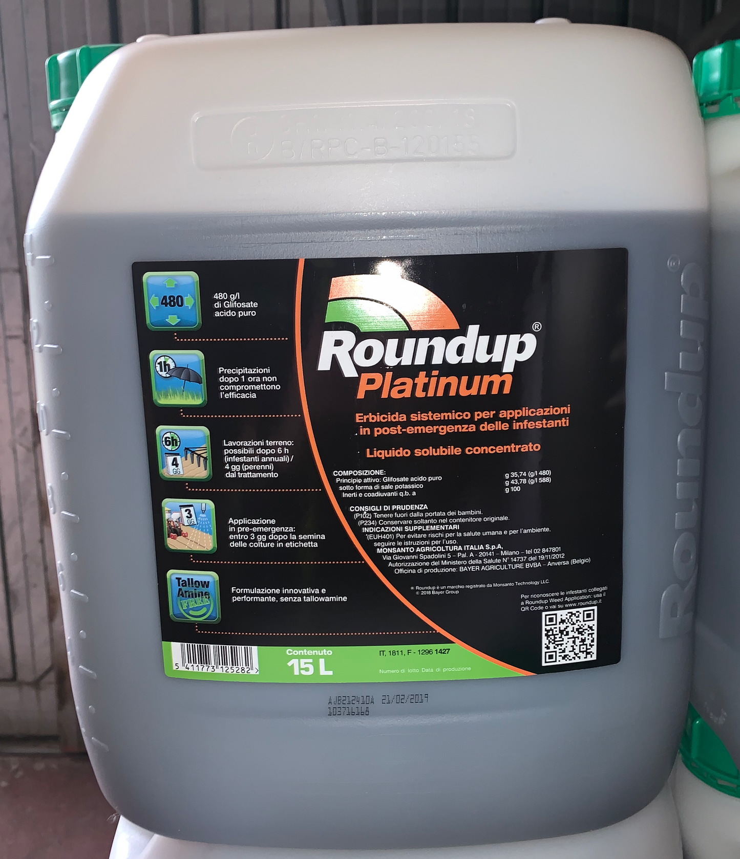 ROUNDUP PLATINUM DISERBANTE TOTALE GLIFOSATE 15 L
