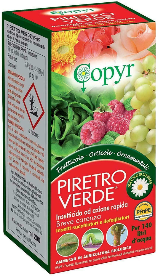 PIRETRO VERDE ML.200 COPYR | INSETTICIDA A BASE DI PIRETRINE - REVOCATO, prodotto EQUIVALENTE in DESCRIZIONE